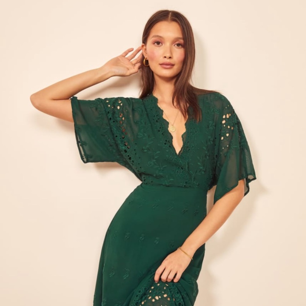 Reformatioon Libbie Dress in Emerald - Size 4